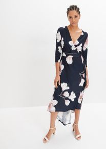 Vokuhila-Kleid aus Jersey mit Bindeband, blau, Größe 32/34 (XS), bonprix