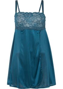Neglig&eacute; mit Glanzeffekt, petrol, Gr&ouml;&szlig;e 56/58 (3XL), Satin, bonprix