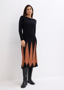 Strickkleid im Rautendesign, schwarz, Größe 40/42 (M), bonprix