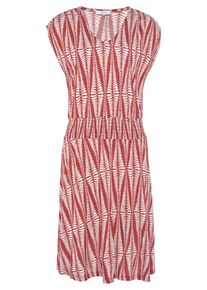 Lascana Dames Jersey jurk in terracotta/crème bedrukt ,maat 38, Witt, 100% Viscose