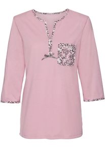 wäschepur Dames Pyjama in roze/grijs geprint ,maat 36/38, Witt, 100% Katoen