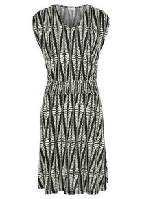 Lascana Dames Jersey jurk in zwart/zand bedrukt ,maat 36, Witt, 100% Viscose