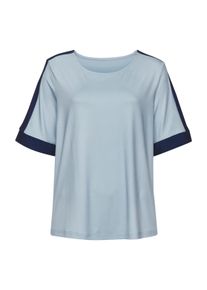 Vivance Dames Shirt met korte mouwen in lichtblauw/marine ,maat 32/34, Witt, 95% Polyester, 5% Elastan