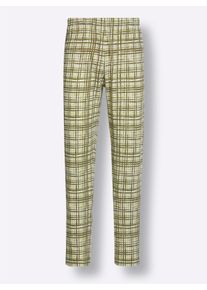 Heren Pyjama's in cognac-geruit + rietgroen-geruit ,maat 44/46, Witt, 100% Katoen