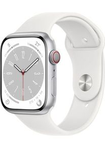 Apple Watch Series 8 Aluminum 45 mm (2022) | GPS + Cellular | silver | Sport Band white M/L