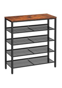 Boxxx Schuhregal , Braun, Schwarz , Metall, Holzwerkstoff , Vintage , 75x93x28 cm , Typenauswahl, stehend , Garderobe, Schuhaufbewahrung, Schuhregale