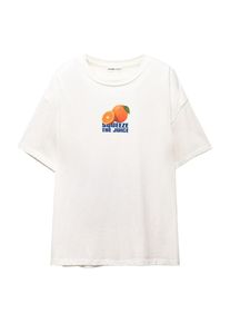 Pull&Bear Pull&Bear Koszulka oversize dla kobiet ciemny niebieski / pomarańczowy / biały Rozmiar XS
