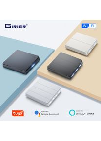 GIRIER Smart Light Switch WiFi Push Button Wall Switch Neutral Wire Required 1/2/3/4 Gang Works with Tuya Alexa Google Home