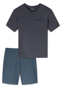 Schiesser Pyjama kurz 'Essentials' Herren graphit / tanne Größe M