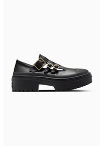 Converse pantofi de piele Chuck Taylor All Star Lugged Heel MJ femei, culoarea negru, cu platforma, A10616C