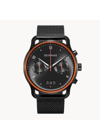 deTomaso Men's Watch - Black - Chronograph, Case made of Surgical Steel, Sapphire-Hardened Mineral Glass, Mesh Strap, 42mm Diameter, Japanese Quartz Movement -