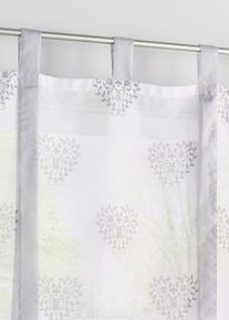 Hissgardin med hj&auml;rtm&ouml;nster och &aring;tervunnen polyester - gr&aring; - storlek 140x60 cm - bonprix