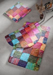 Badrumsmatta med memoryskum - färgglad - storlek 2 (Matta för vägghängd WC 45/50 cm) - bonprix