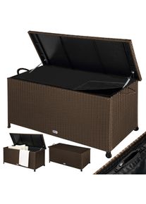 Casaria Caja de cojines de poliratán Marrón 117x53x60cm Ruedas