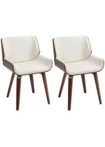 HOMCOM Set of 2 vintage style dining chairs with white and brown synthetic covering 51.5 x 53 x 79.5 cm | Aosom Ireland