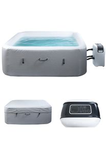 Whirlpool HWC-N97, 4-5 Personen, In-/Outdoor heizbar aufblasbar Pumpe Dropstitch-Gewebe, eckig 180x180cm grau-weiß