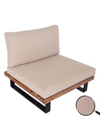 Lounge-Sessel HWC-H54, Garten-Sessel, Spun Poly Akazie Holz FSC®-zertifiziert Aluminium ~ hellbraun, Polster beige