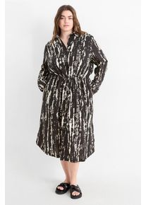 C&Amp;A Vestito a camicia-fantasia-tessuto tramato, Nero, Taille: 54