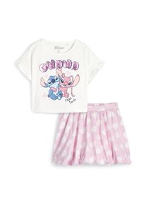 C&Amp;A Lilo i Stitch-komplet-koszulka z krótkim rękawem i spódnica-2 części, Biały, Rozmiar: 92