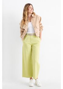 C&Amp;A Pantaloni di stoffa con cintura-gamba larga-vita alta, Verde, Taille: 36