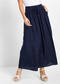 Jupe longue en viscose avec taille élastique et lien à nouer - bleu - taille 46 - Viscose - bonprix