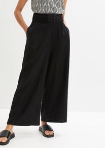 Pantalon large et léger en lin mélangé - noir - taille 56 - lin,Viscose - bonprix