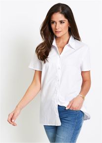 Kortermet bluse i poplin, hvit, størrelse 44, bonprix