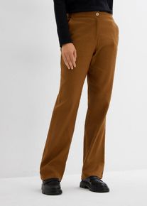 Spodnie high-waist z mieszanki wiskozy z lnem, brązowy, 54, bonprix