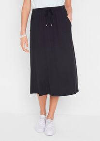 Gonna in jersey di misto cotone, Nero, Taglia 62/64 (3XL), bonprix