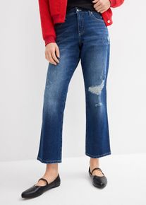 Jeans straight cropped con cinta comoda vita media, Blu, Taglia 50, bonprix