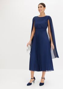 Abito di chiffon con gonna plissettata, Blu, Taglia 60, bonprix