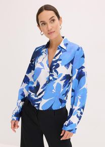 Camicetta in satin fantasia, Blu, Taglia 44, bonprix