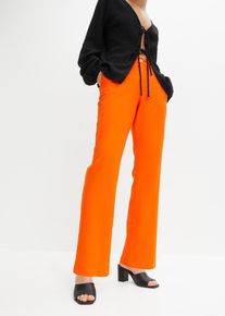 bonprix Spodnie high-waist z mieszanki wiskozy z lnem, pomarańczowy, 54