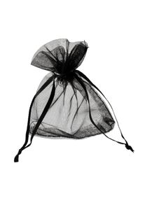 50 Organza bags with satin ribbon-drawstring black | 75 x 100 mm