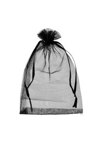 50 Organza bags with satin ribbon-drawstring black | 150 x 200 mm