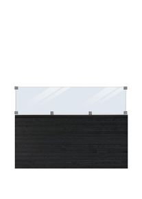 Plus Plank Profilzaun mit Glas 174 x 125 cm PEFC schwarz