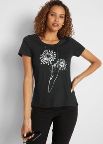 T-shirt - zwart - maat 44/46 (L) - met katoen - bonprix