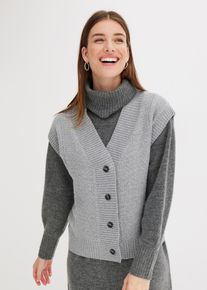 Mouwloos vest met kabelpatroon - grijs - maat 32/34 (XS) - bonprix