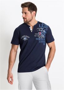 Henley shirt met korte mouwen van biologisch katoen - blauw - maat 44/46 (S) - 100% katoen - bonprix