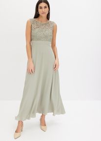 Maxi galajurk met kant - groen - maat 36 - bonprix