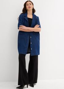 Lange spijkerjas - blauw - maat 52 - met katoen - bonprix
