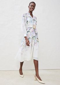 Ramie midi jurk (2-delige set met riem) - paars - maat 52 - bonprix