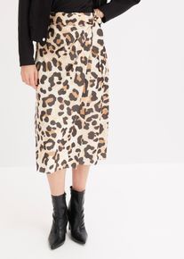 bedruckter Wickelrock, beige, Größe 54, bonprix