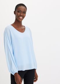 Chiffon-Tunika mit Glitzersteinchen - blau - Größe 40 - bonprix