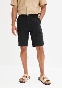 Mikrofaser Cargo-Bermuda Regular Fit, schwarz, Größe 58, Microfaser, bonprix