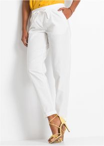 Leinenhose, weiß, Größe 34, Leinen, bonprix