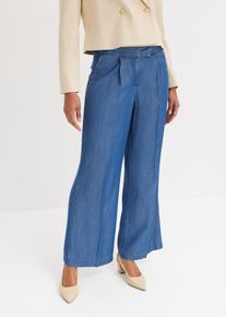Lyocell Hose mit Bundfalten, blau, Größe 52, bonprix