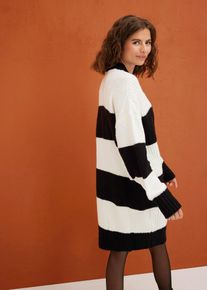 Gestreiftes Strickkleid mit Zopfmuster, schwarz, Größe 32/34 (XS), bonprix