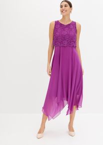 Premium Chiffonkleid mit Spitze, lila, Größe 40, bonprix