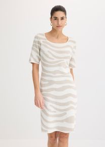 Jacquard Strickkleid, weiß, Größe 48/50 (XL), mit Baumwolle, bonprix